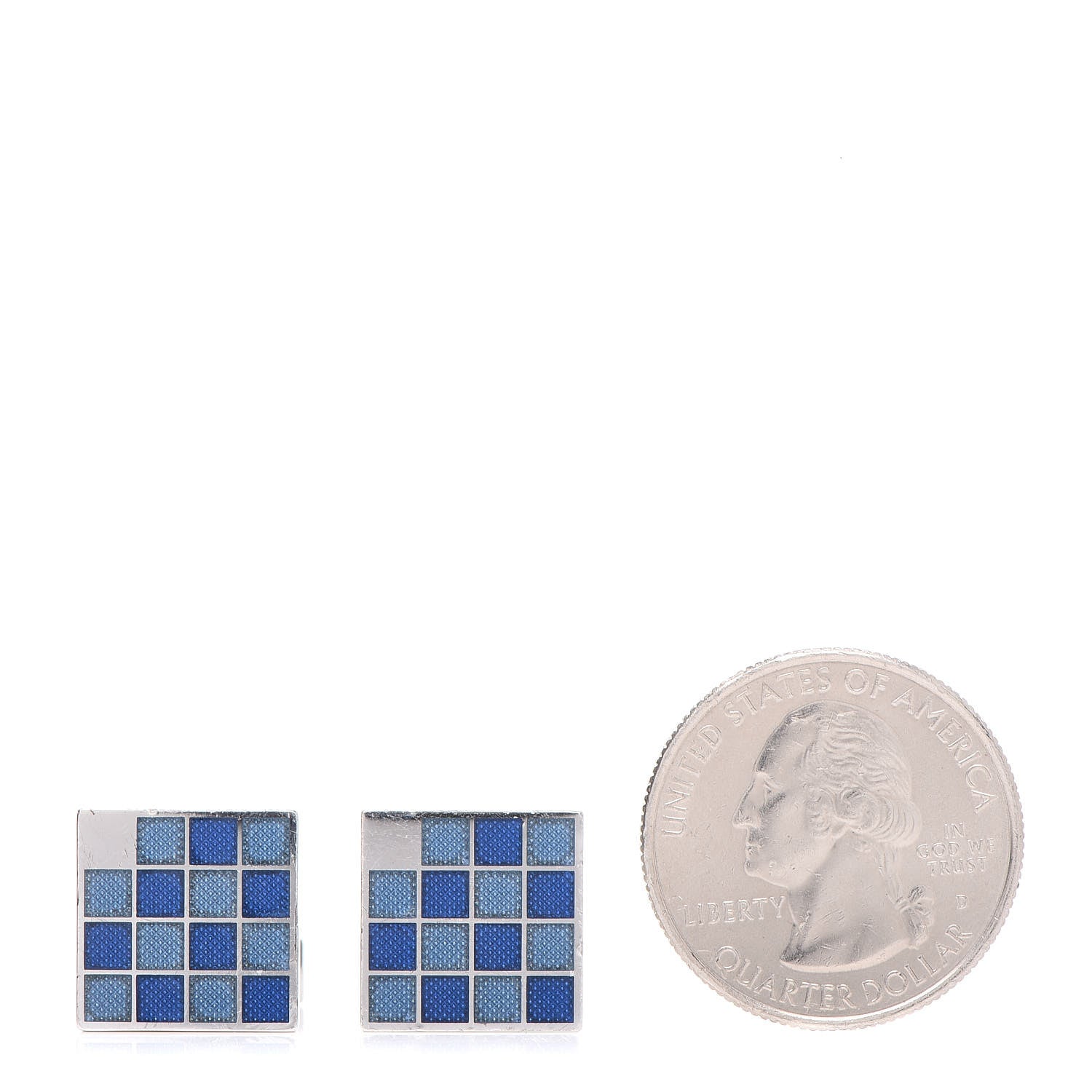 Louis Vuitton Sterling Silver Enamel Square Cufflinks Blue 2 of 5