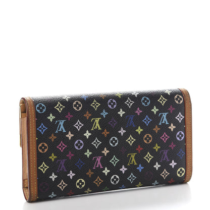 Louis Vuitton Monogram Multicolor Porte Tresor International Wallet Black 2 of 10
