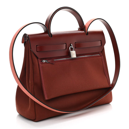 Hermes Toile Militaire Vache Hunter Laque Herbag Zip Retourne 31 PM Rouge H 3 of 11