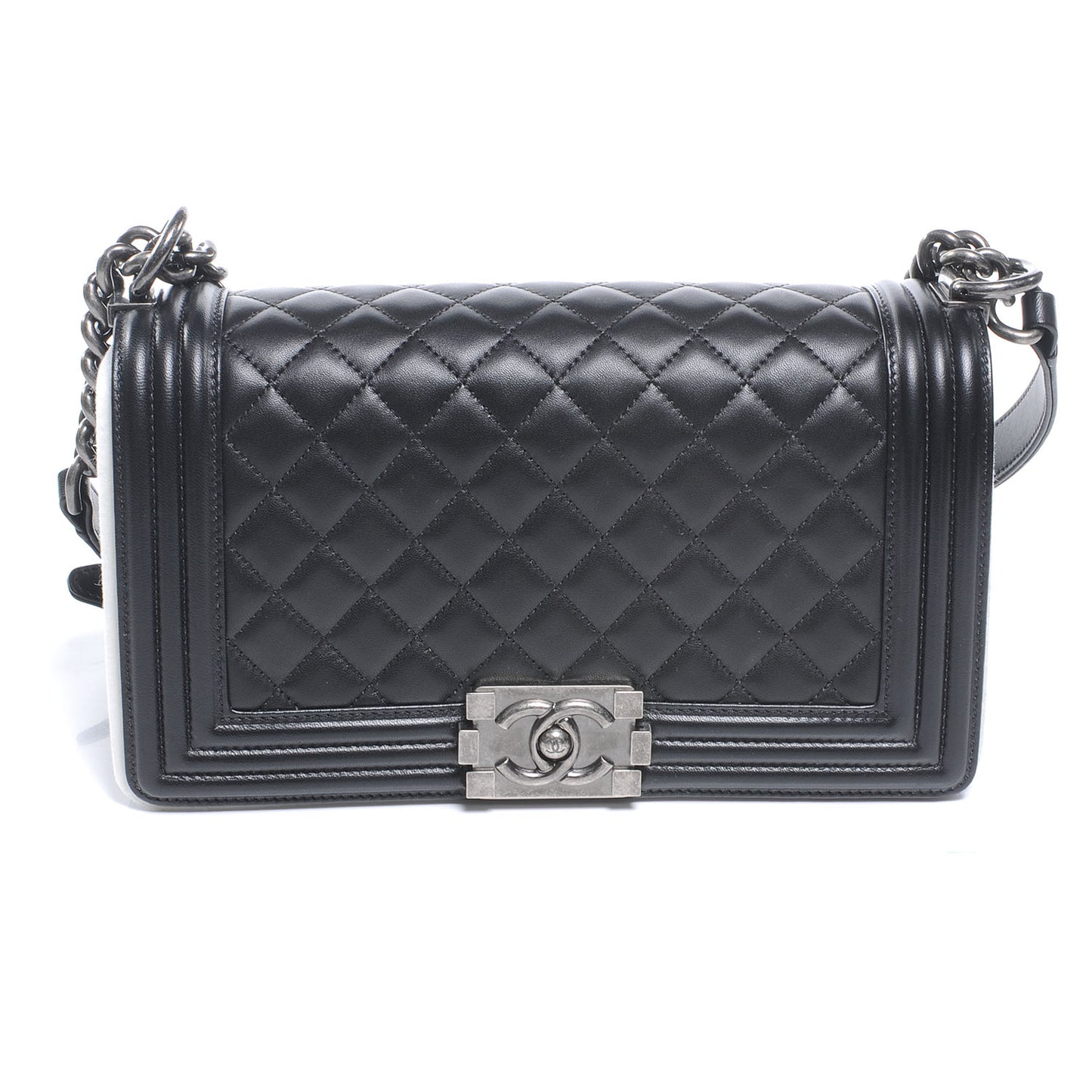 Lambskin Quilted Medium Boy Flap Black