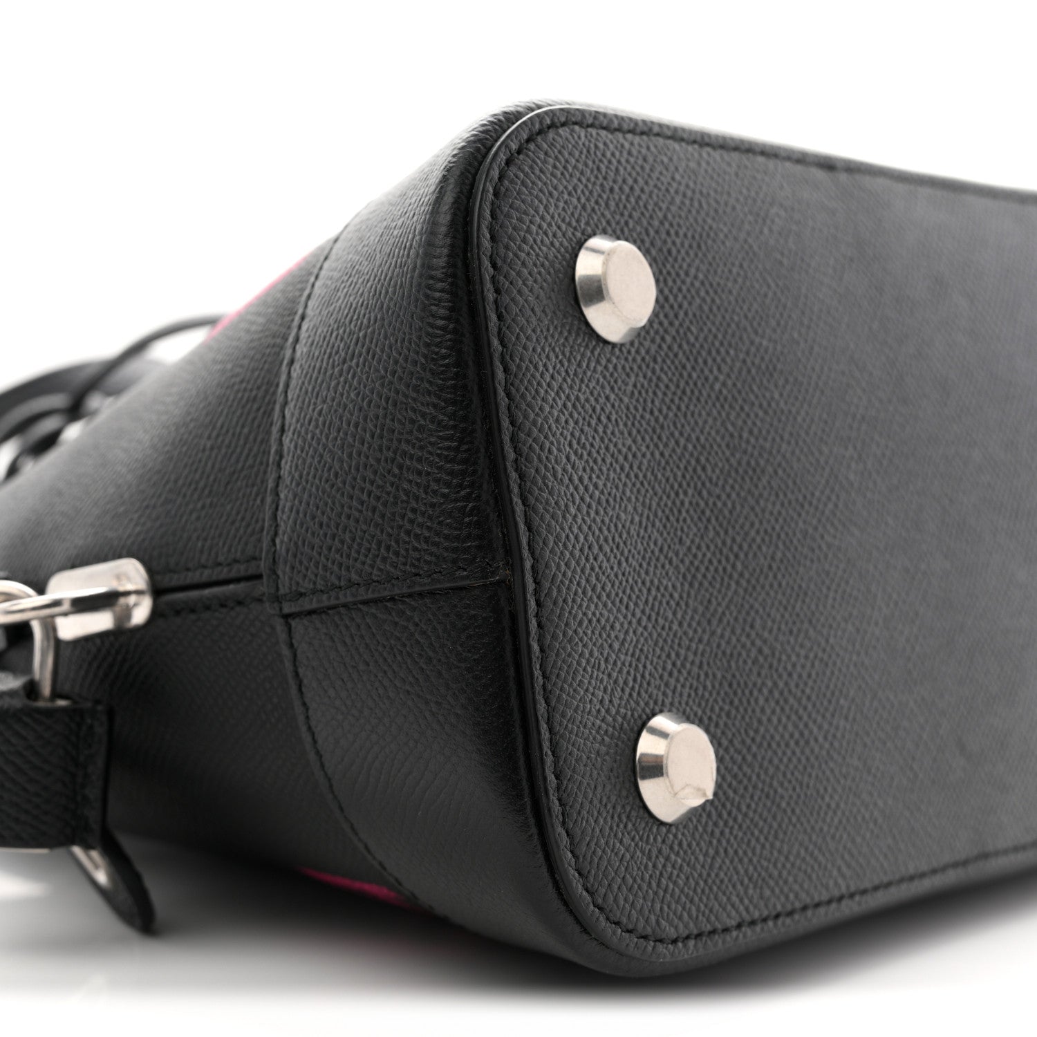 Balenciaga Signature Grained Calfskin Logo S Ville Top Handle Bag Black Rose Shocking 8 of 9
