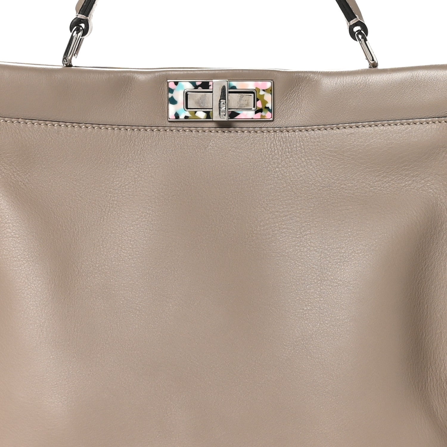 Fendi Vitello Seta Plexiglass Granite Large Peekaboo Iconic Satchel Tortora 8 of 10