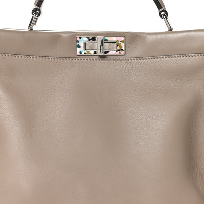 Fendi Vitello Seta Plexiglass Granite Large Peekaboo Iconic Satchel Tortora 8 of 10