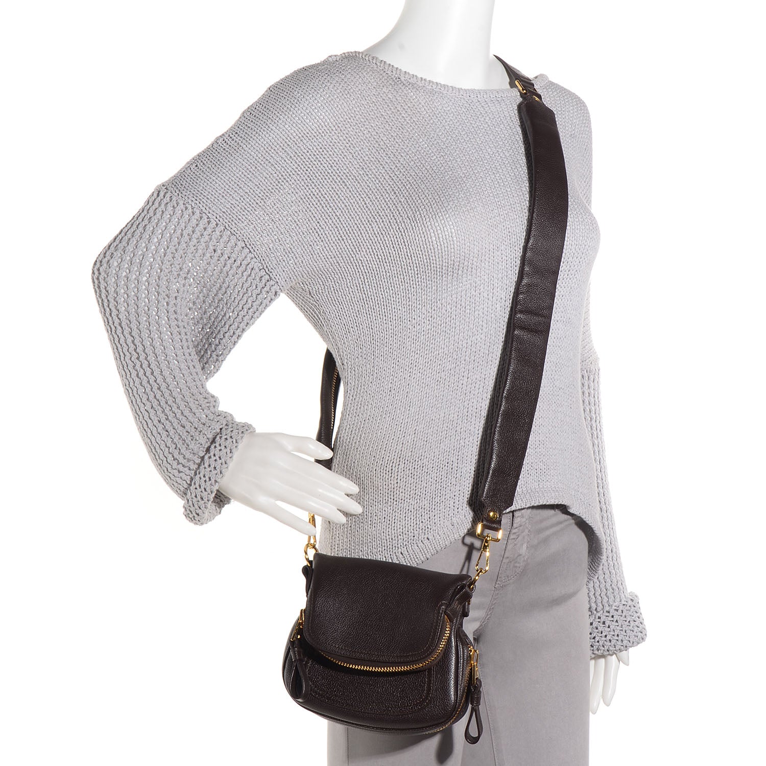 Tom Ford Calfskin Jennifer Mini Crossbody Bag Brown 2 of 8