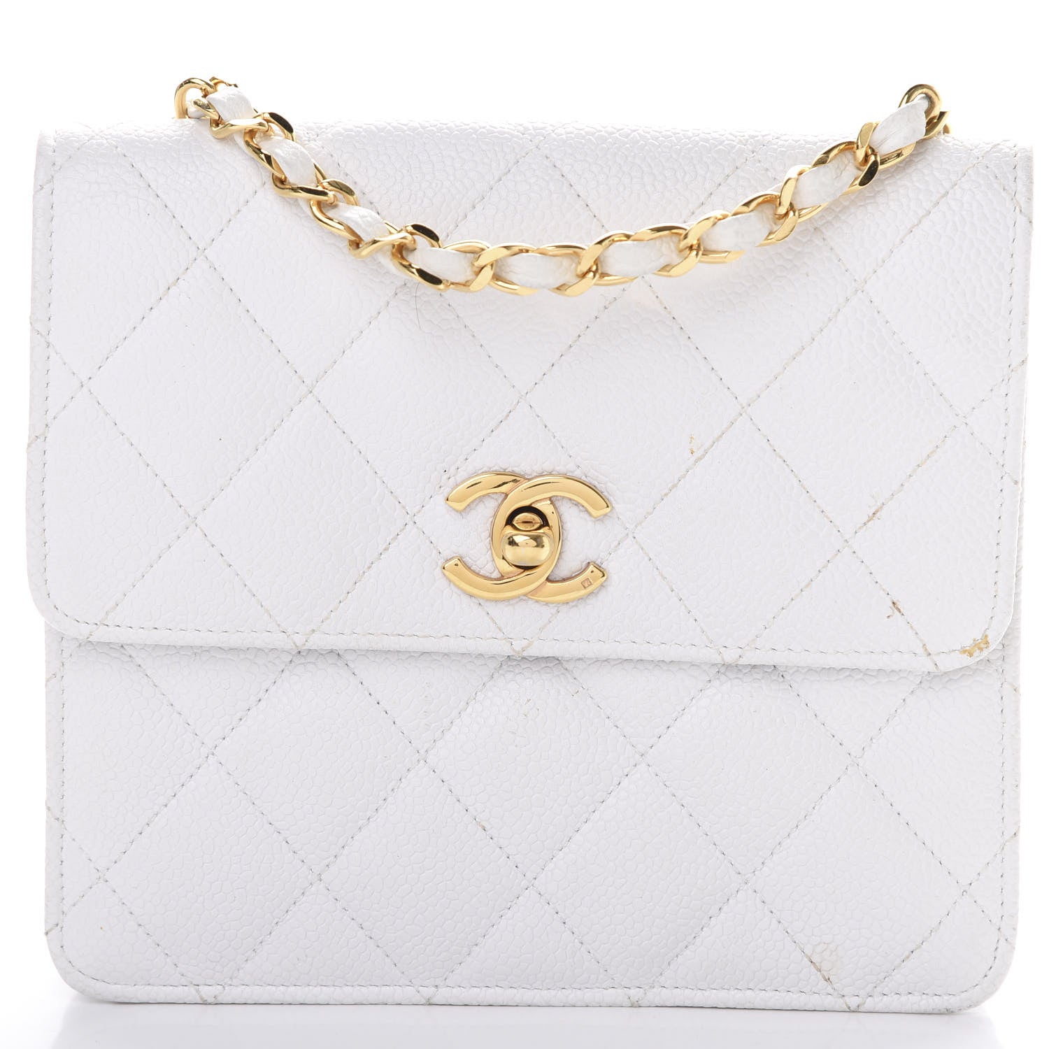 Chanel Caviar Quilted Single Flap Shoulder Bag White 8 of 15