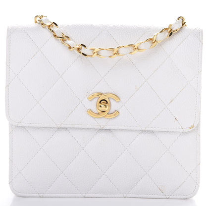 Chanel Caviar Quilted Single Flap Shoulder Bag White 8 of 15