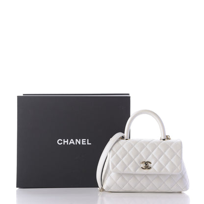 Chanel Iridescent Caviar Quilted Mini Coco Handle Flap White 10 of 10