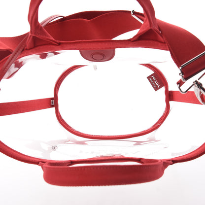 Prada Plexiglass Canapa Small Shopper Tote Rosso 8 of 10