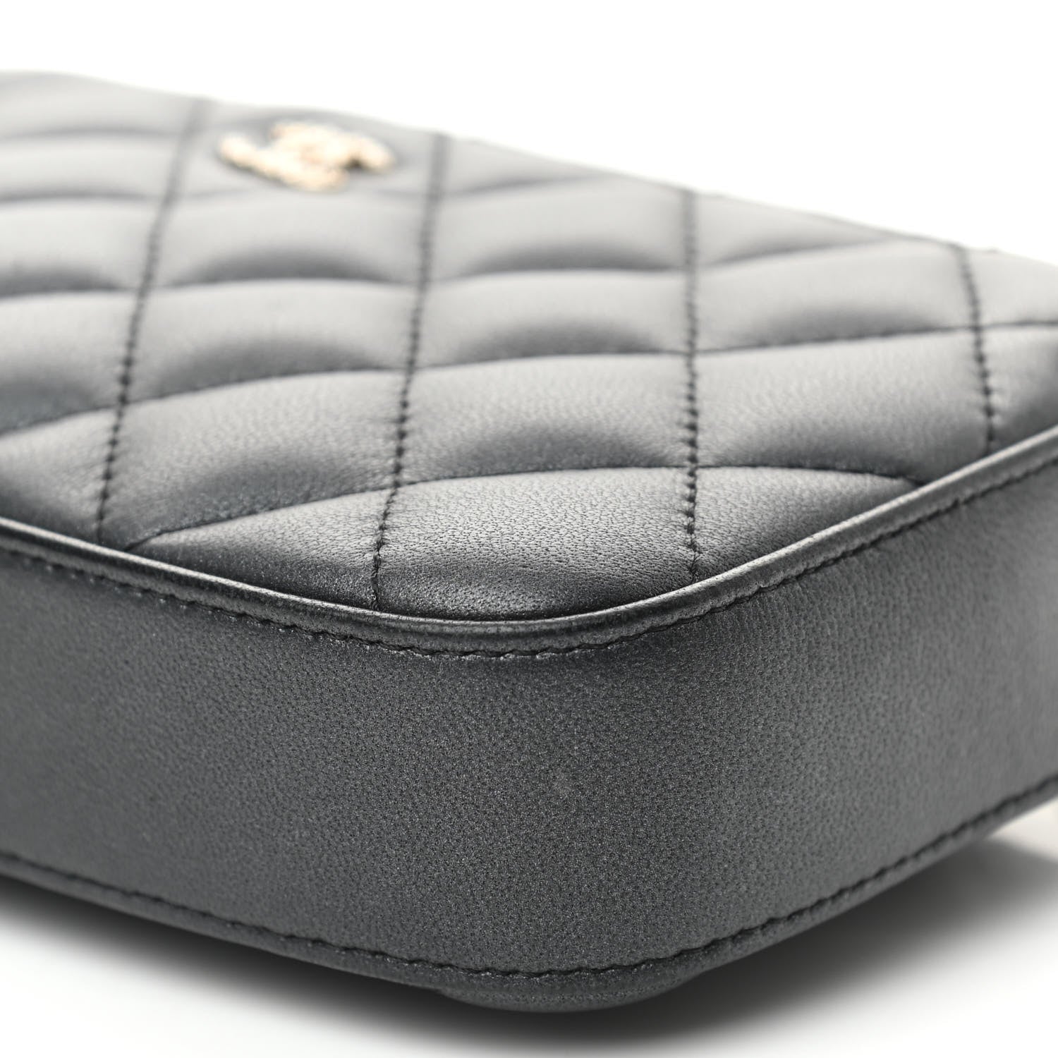 Chanel Iridescent Lambskin Quilted Pearl Clutch With Chain Black 7 of 13
