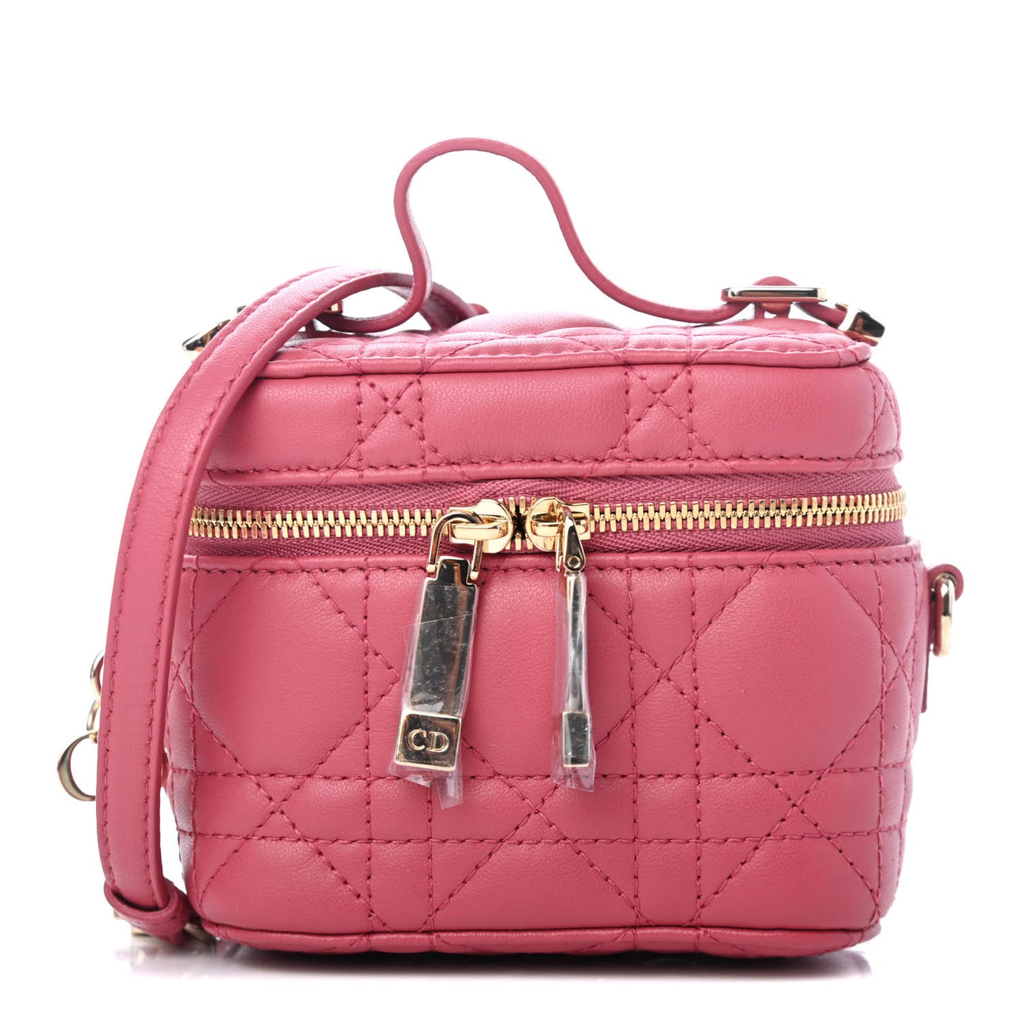 Lambskin Cannage Micro Vanity Case Strawberry Pink