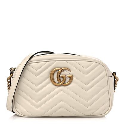 Gucci Calfskin Matelasse Small GG Marmont Chain Shoulder Bag White 1 of 12