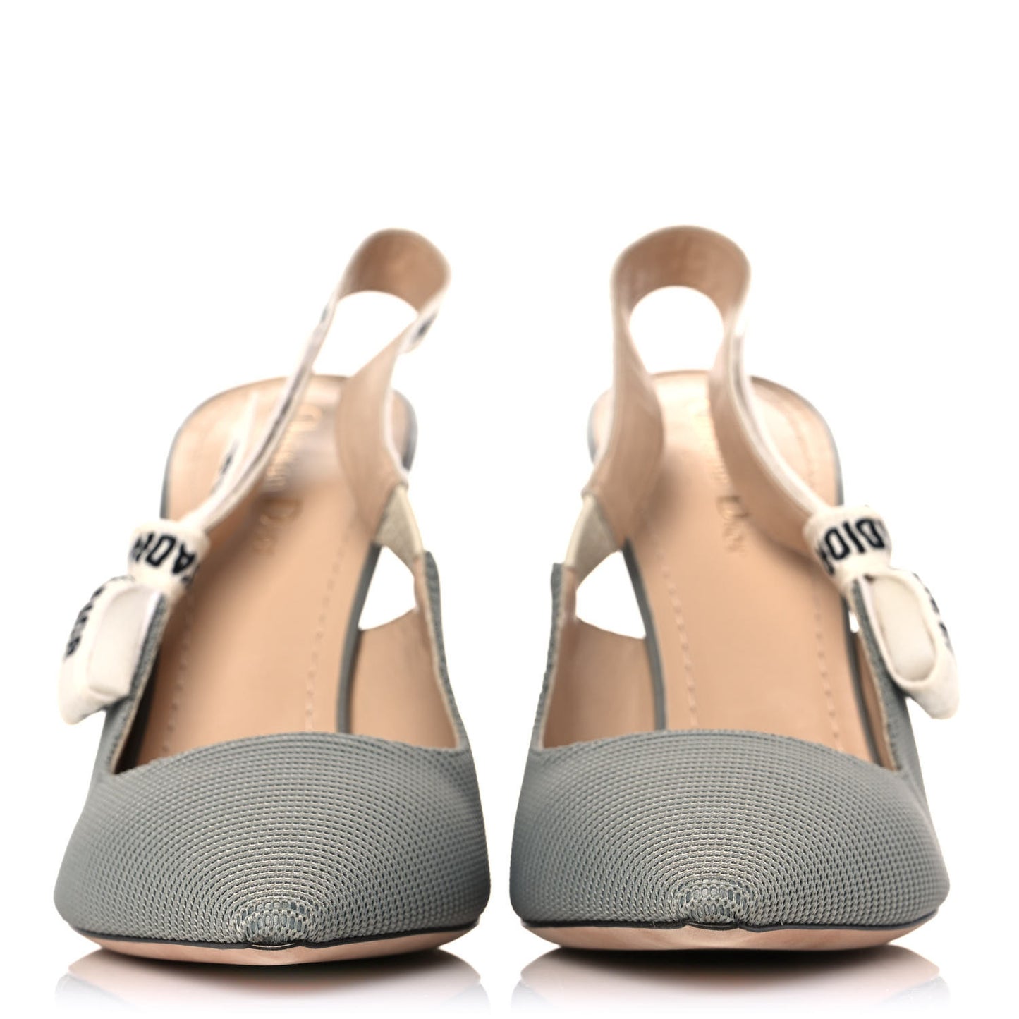 Technical Canvas Ribbon J'Adior Slingback 100mm Pumps 42 Grey Stone