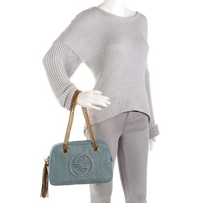 Gucci Denim Small Soho Bowler Blue 2 of 7