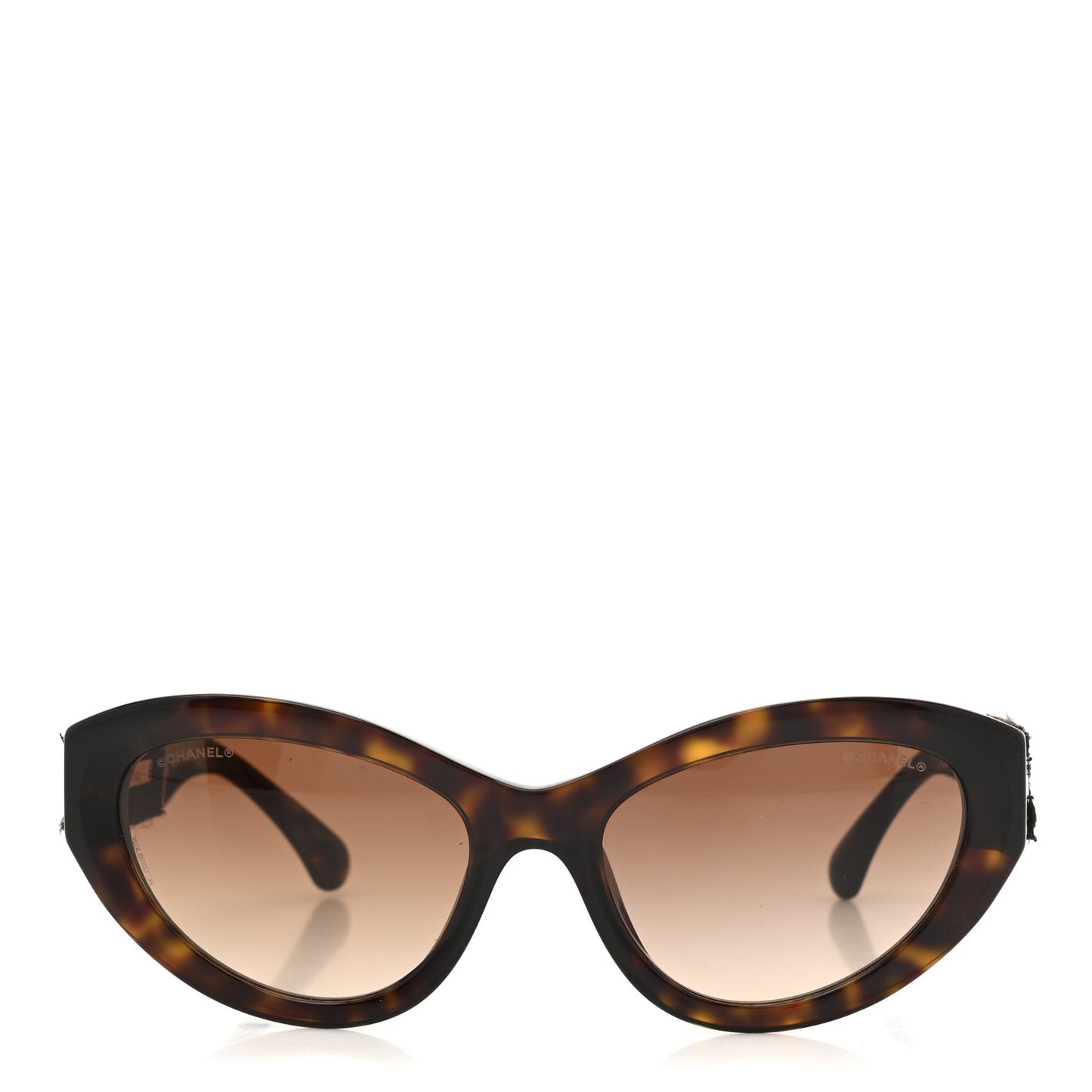 Acetate Tweed Wool CC Chain Sunglasses 5513 Tortoise