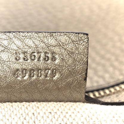 Gucci Metallic Pebbled Calfskin Medium Soho Clutch Golden Beige 7 of 9