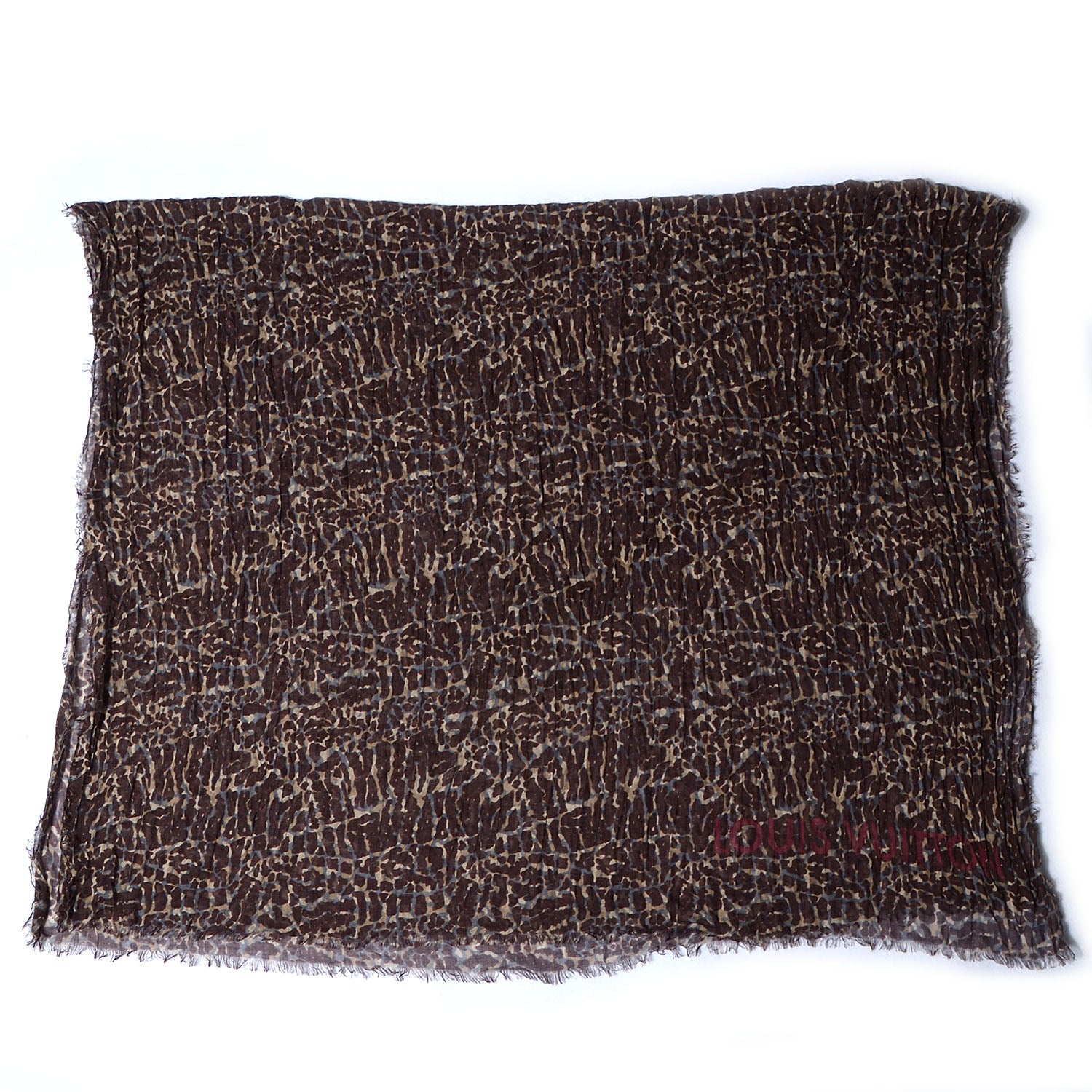 Louis Vuitton Cashmere Silk Lezard Stole Burgundy 3 of 7