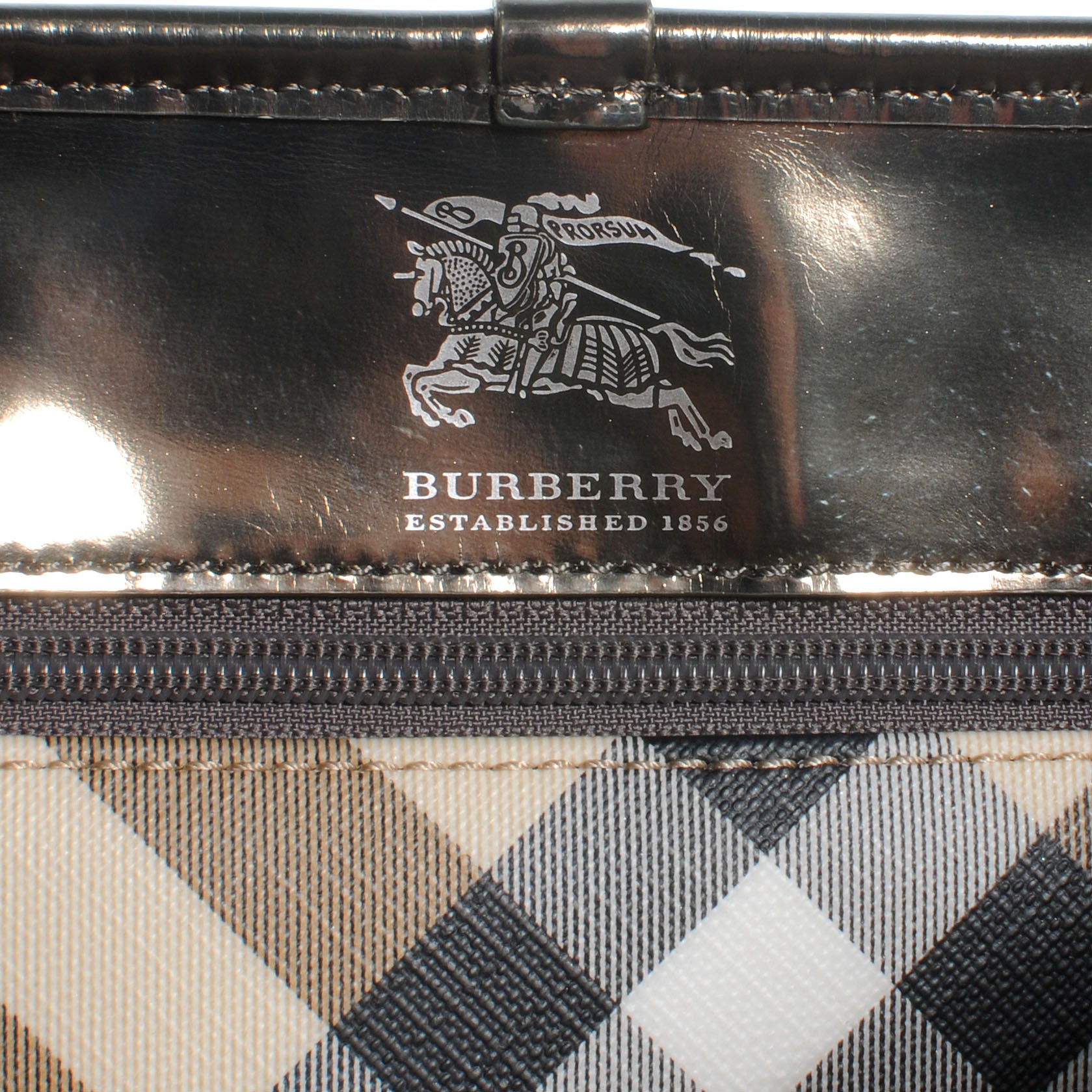 Burberry Metallic Calfskin Nova Check Tote 6 of 7