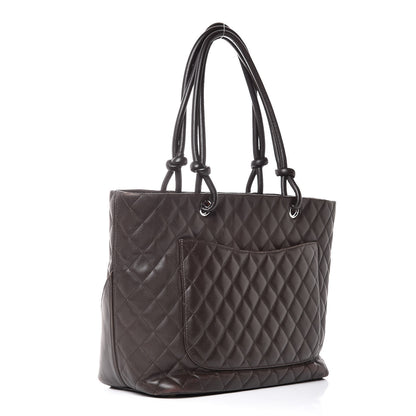 Chanel Calfskin Quilted Large Cambon Tote Brown 3 of 13