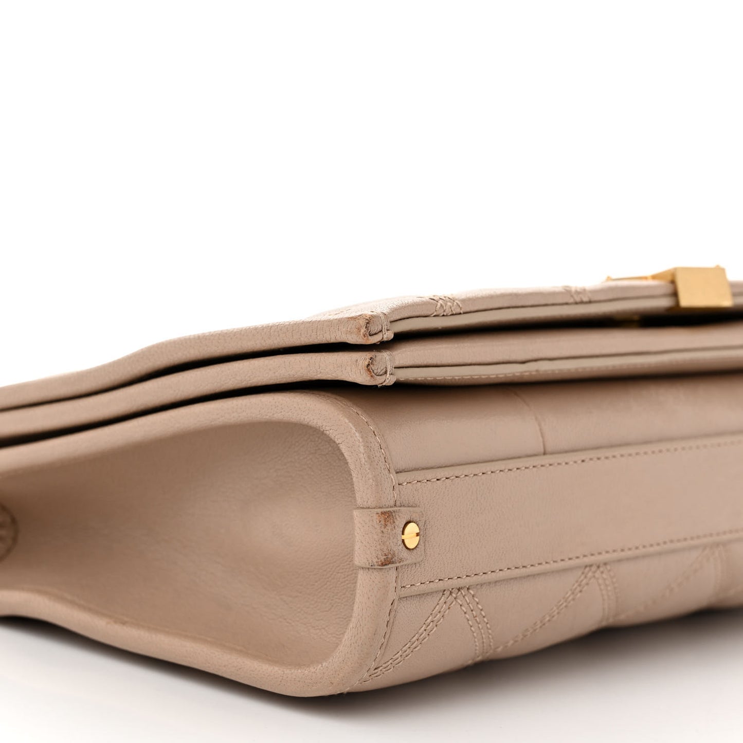 Lambskin Quilted Mini Becky Chain Bag Gold Sand