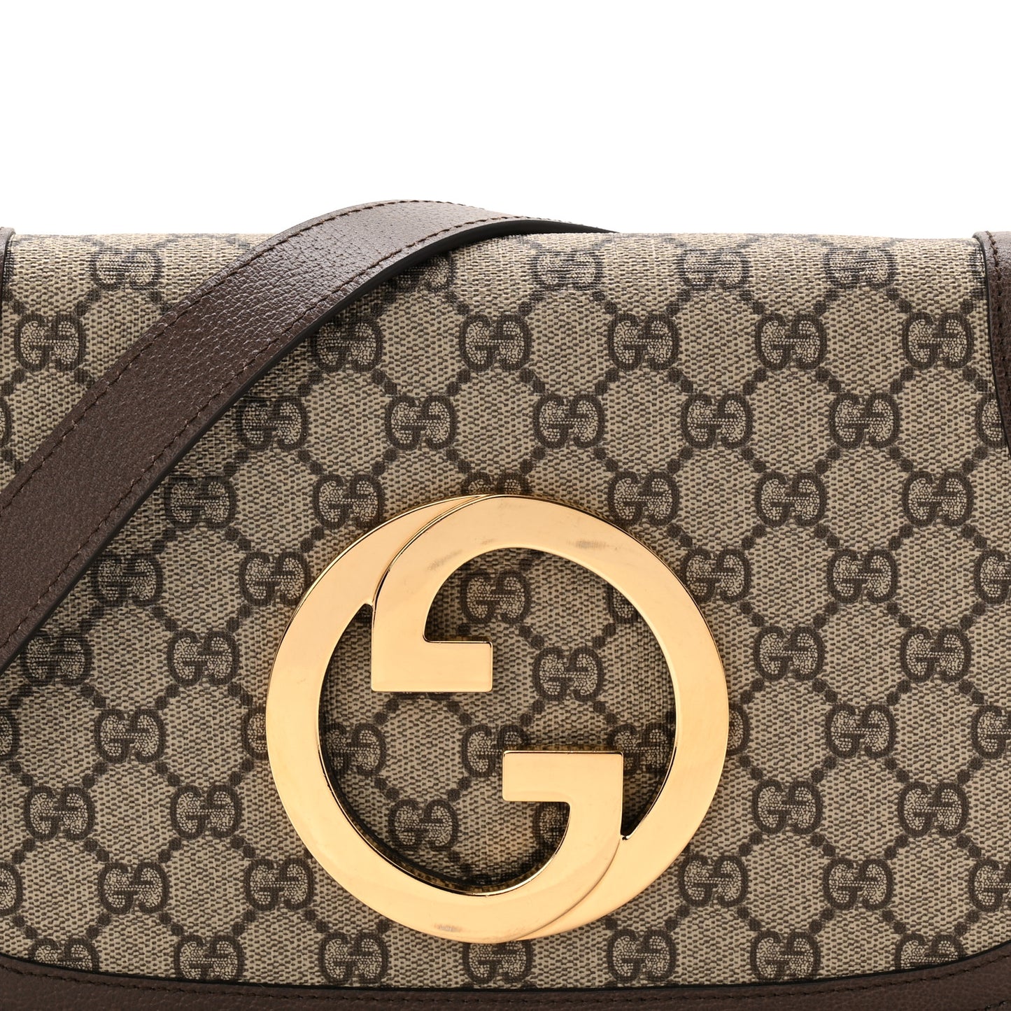 GG Supreme Monogram Textured Dollar Calfskin Blondie Chain Shoulder Flap Bag Beige Ebony New Acero