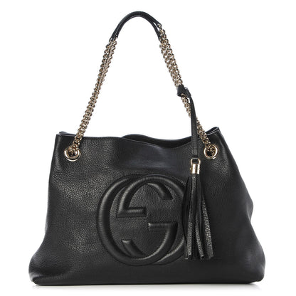 Gucci Pebbled Calfskin Medium Soho Chain Shoulder Bag Black 1 of 8