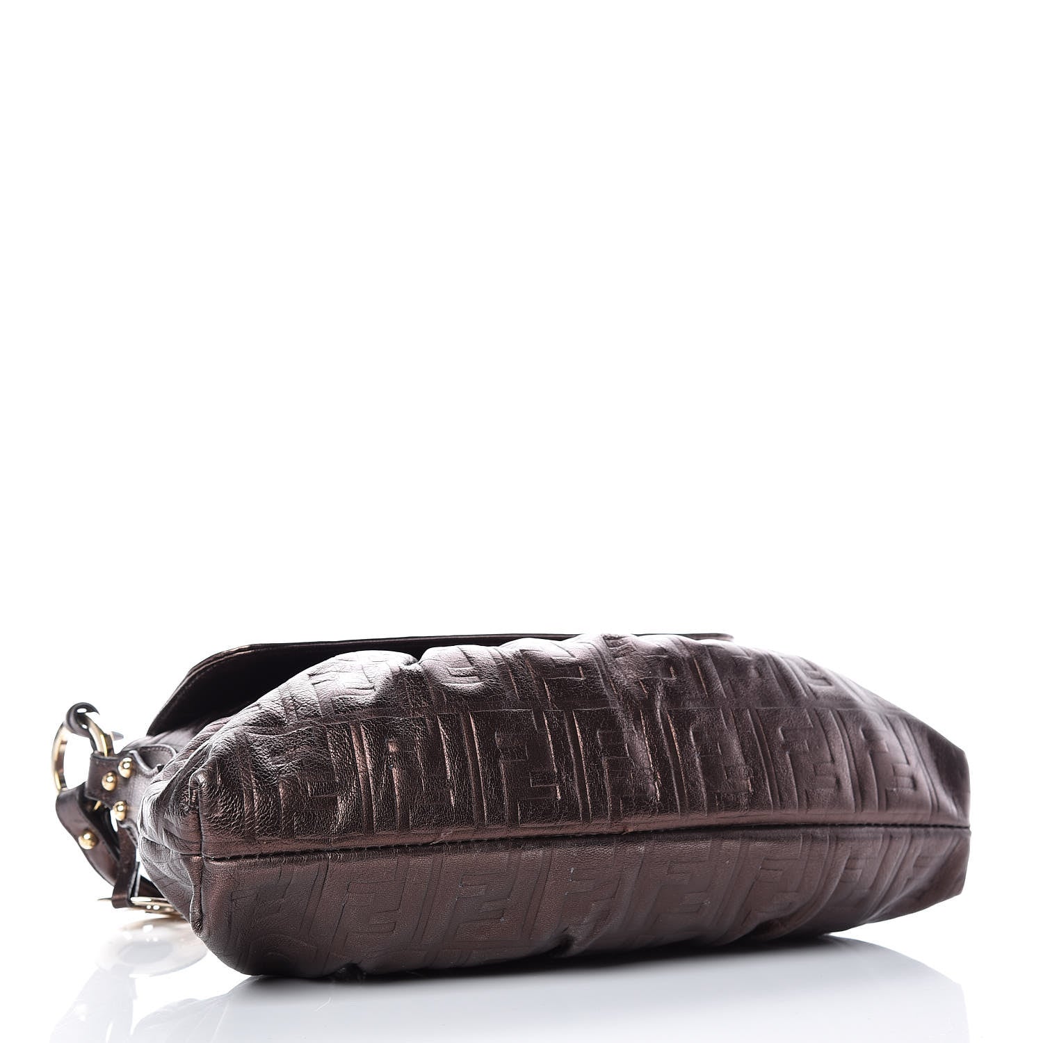 Fendi Metallic Calfskin FF Embossed Small Chef Shoulder Bag Bronze 4 of 15