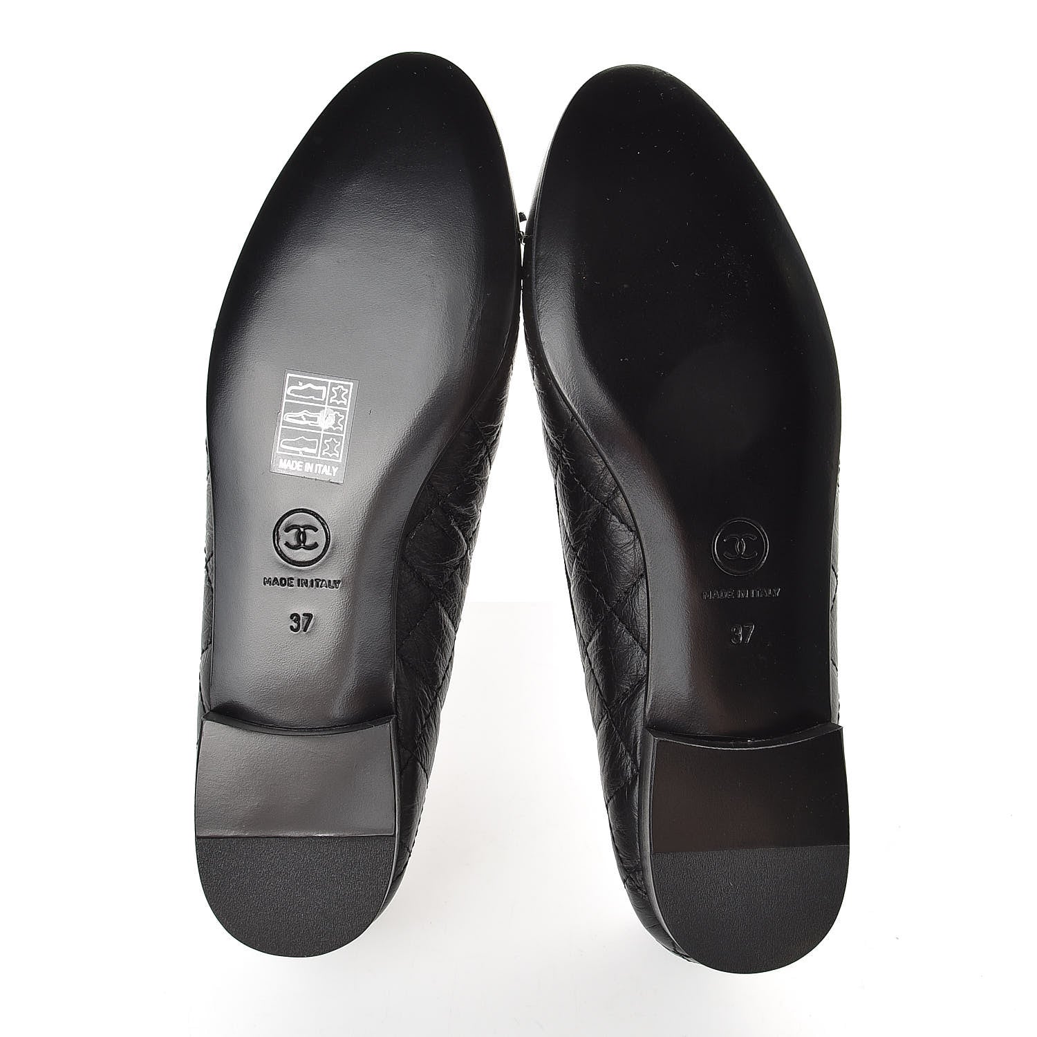 Chanel Aged Calfskin Quilted Cap Toe Ballerina Flats 37 Black 6 of 8