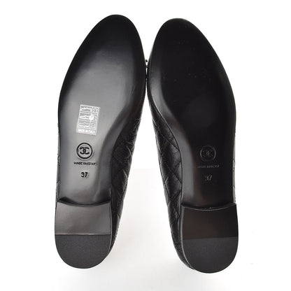 Chanel Aged Calfskin Quilted Cap Toe Ballerina Flats 37 Black 6 of 8