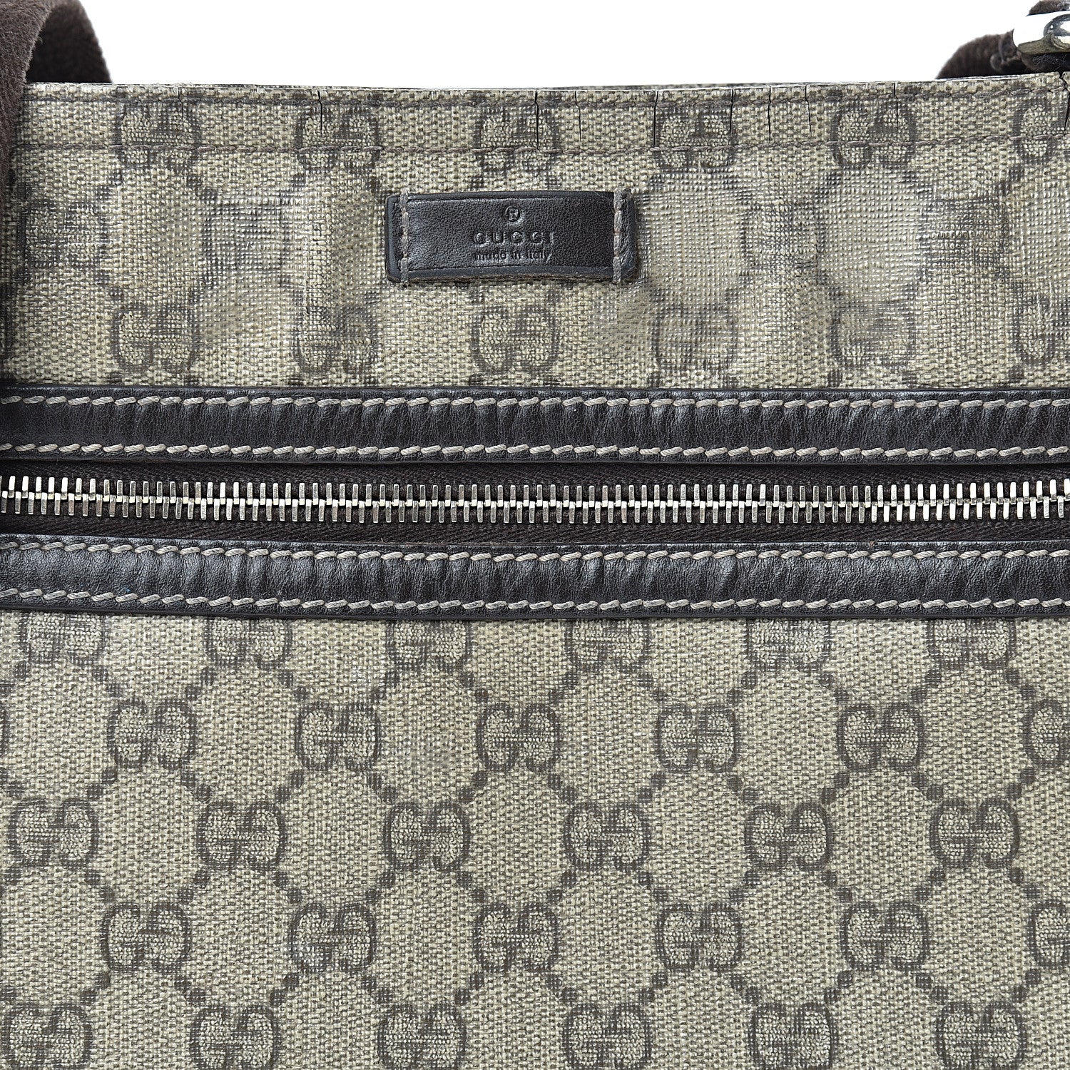 Gucci GG Supreme Monogram Selleria Calfskin Small Flat Side Zip Messenger Bag Beige Ebony Cocoa Dark Chocolate 8 of 23