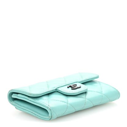 Chanel Lambskin Quilted Flap Card Holder Wallet Turquoise 4 of 12