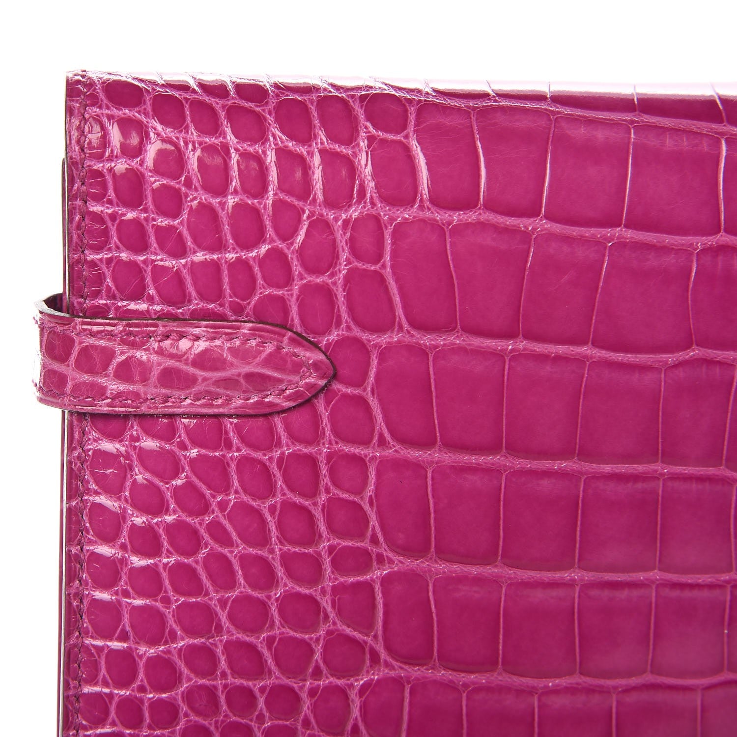 Hermes Shiny Alligator Kelly Longue Wallet Rose Scheherazade 14 of 15