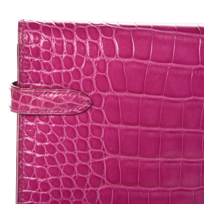 Hermes Shiny Alligator Kelly Longue Wallet Rose Scheherazade 14 of 15