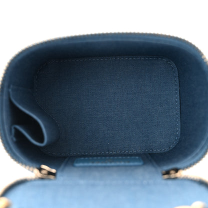 Chanel Denim Quilted Mini Pearl Crush Vanity Case With Chain 5 of 10