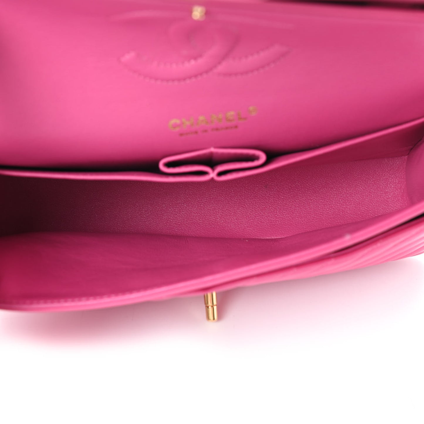Lambskin Chevron Quilted Medium Double Flap Pink