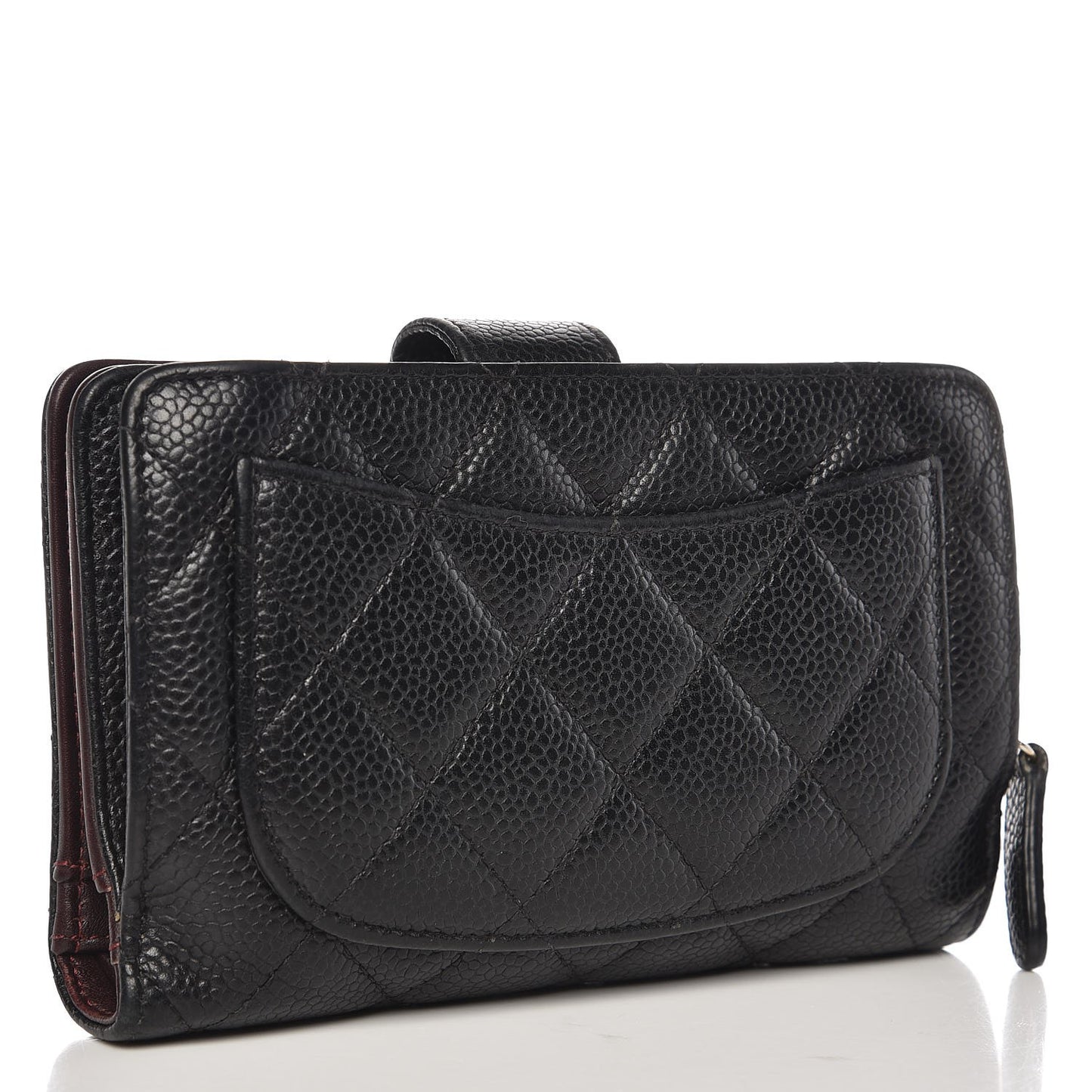 Caviar Quilted Zipped Pocket Wallet Black
