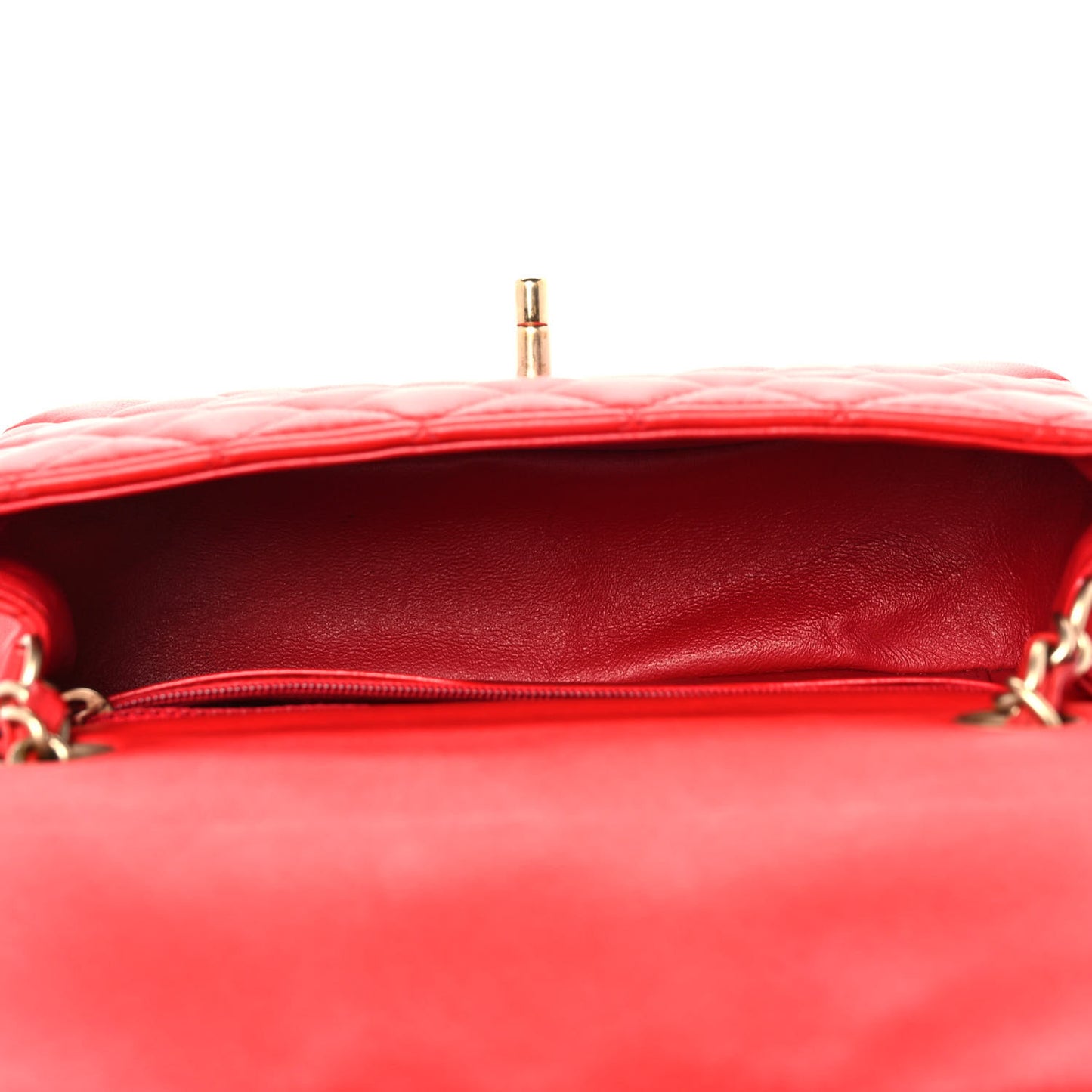 Lambskin Quilted Mini Rectangular Flap Red