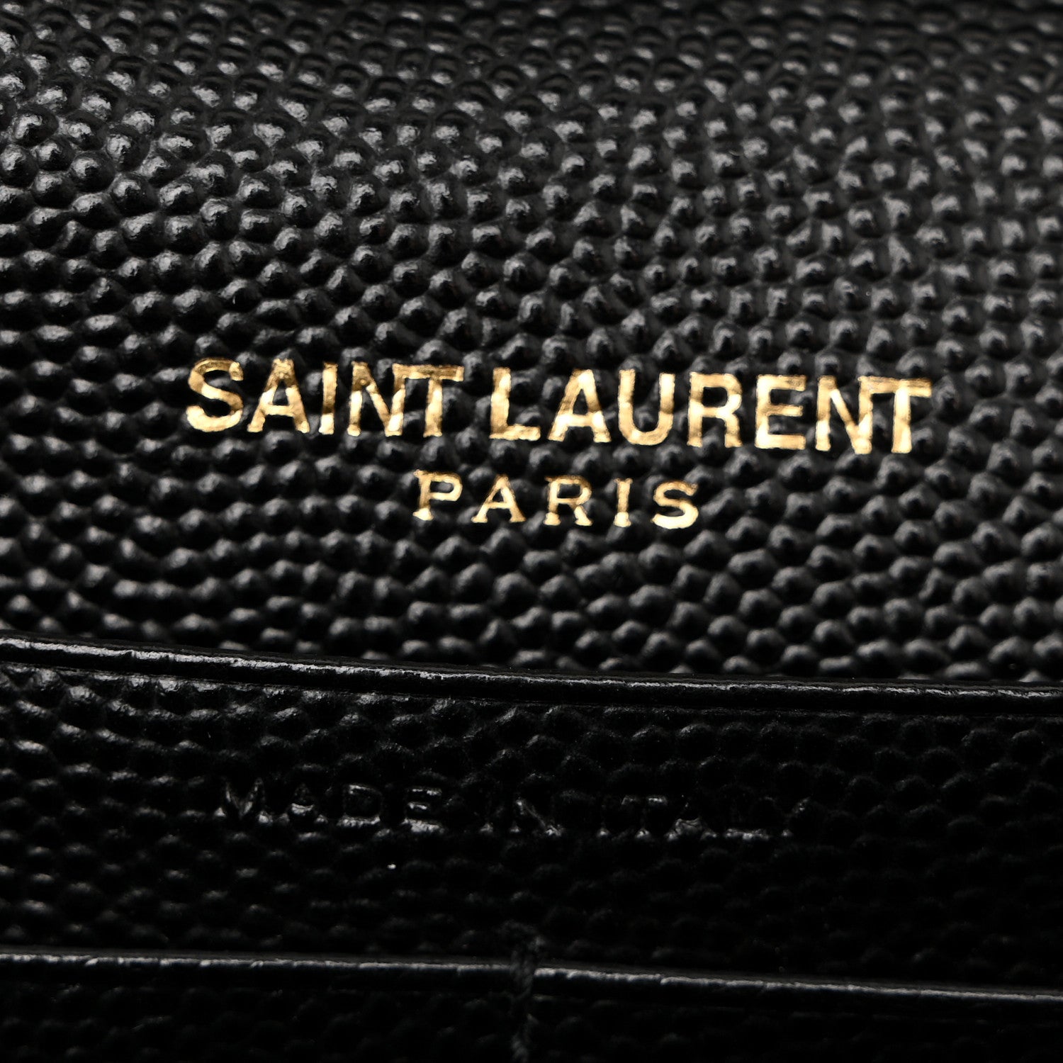 Saint Laurent Grain De Poudre Matelasse Chevron Monogram Chain Wallet Black 6 of 11