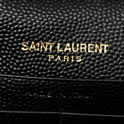 Saint Laurent Grain De Poudre Matelasse Chevron Monogram Chain Wallet Black 6 of 11