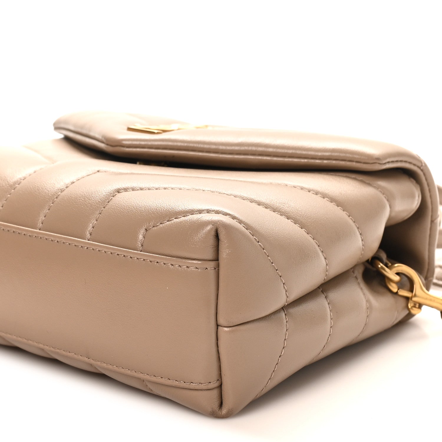 Saint Laurent Calfskin Y Quilted Monogram Toy Loulou Crossbody Bag Dusty Grey 9 of 10