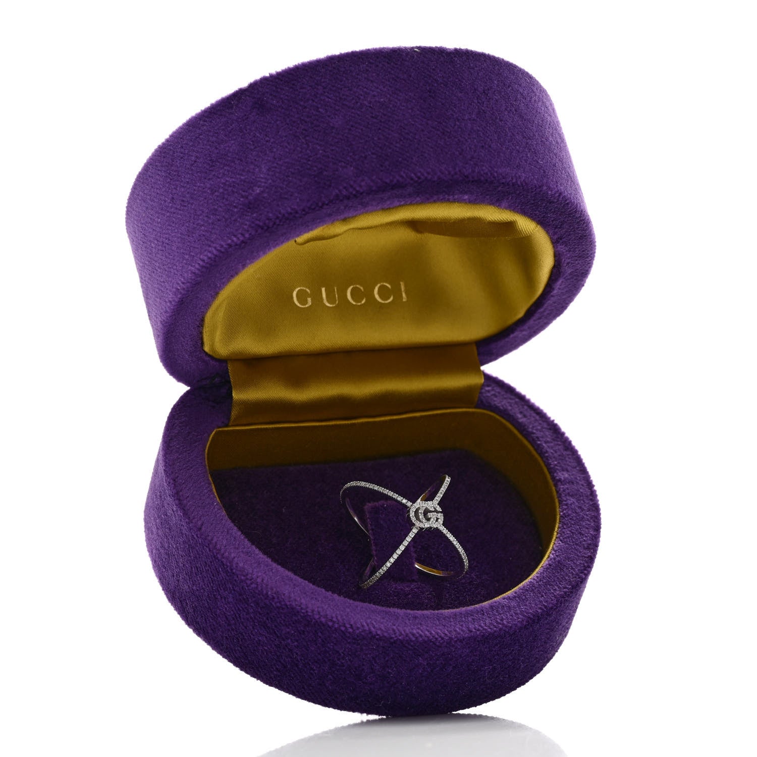 Gucci 18K White Gold Diamond Running G Cross Ring 58 8.25 5 of 5