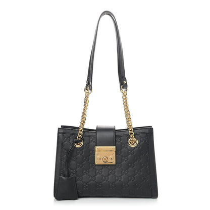 Gucci Guccissima Small Padlock Tote Black 1 of 9