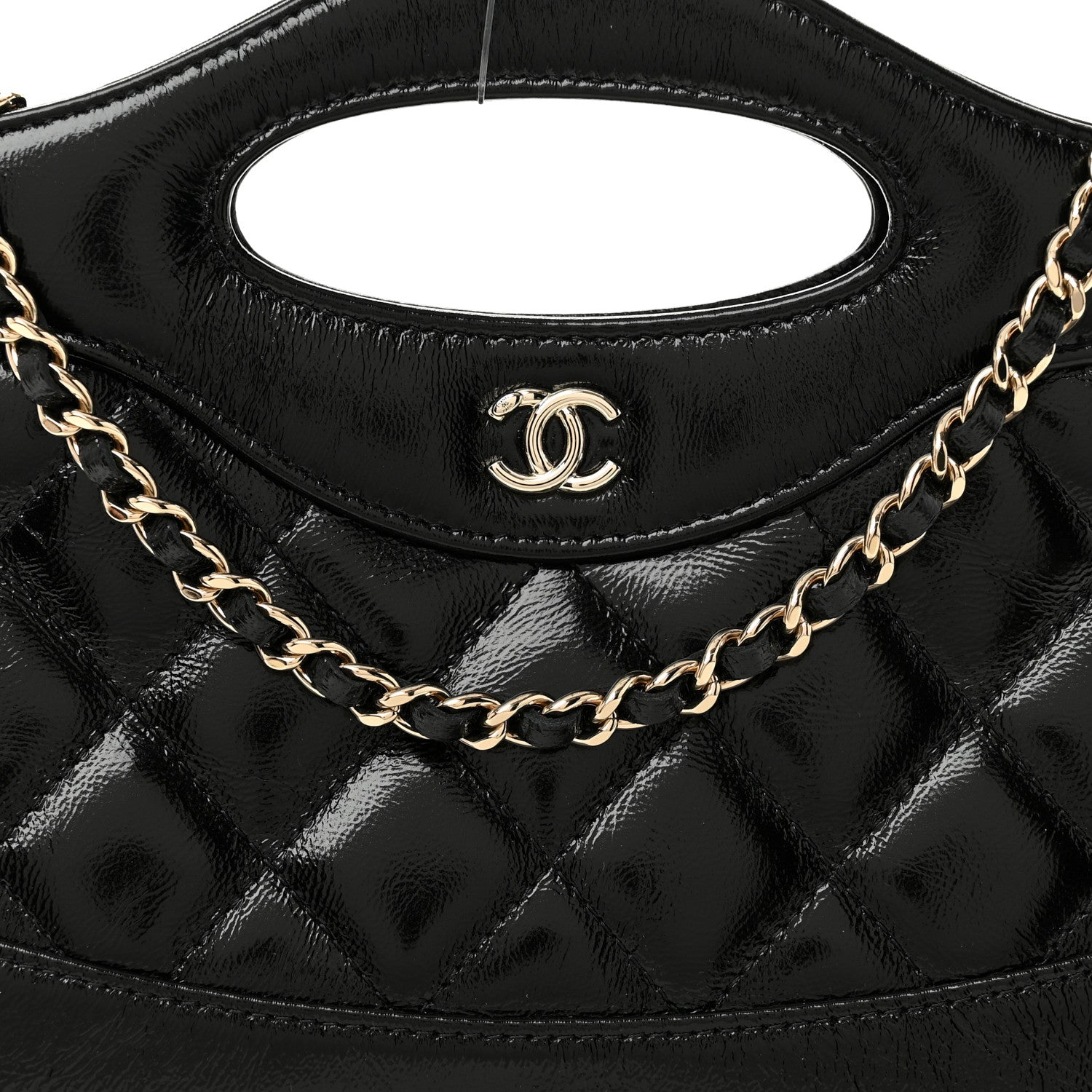 Chanel Shiny Crumpled Calfskin Quilted Nano 31 Shopping Bag Black 8 of 10