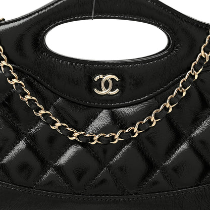 Chanel Shiny Crumpled Calfskin Quilted Nano 31 Shopping Bag Black 8 of 10