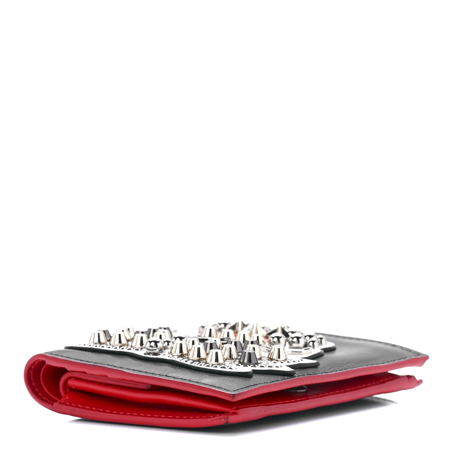 Christian Louboutin Calfskin Embellished Crown Compact Wallet Black 10 of 12