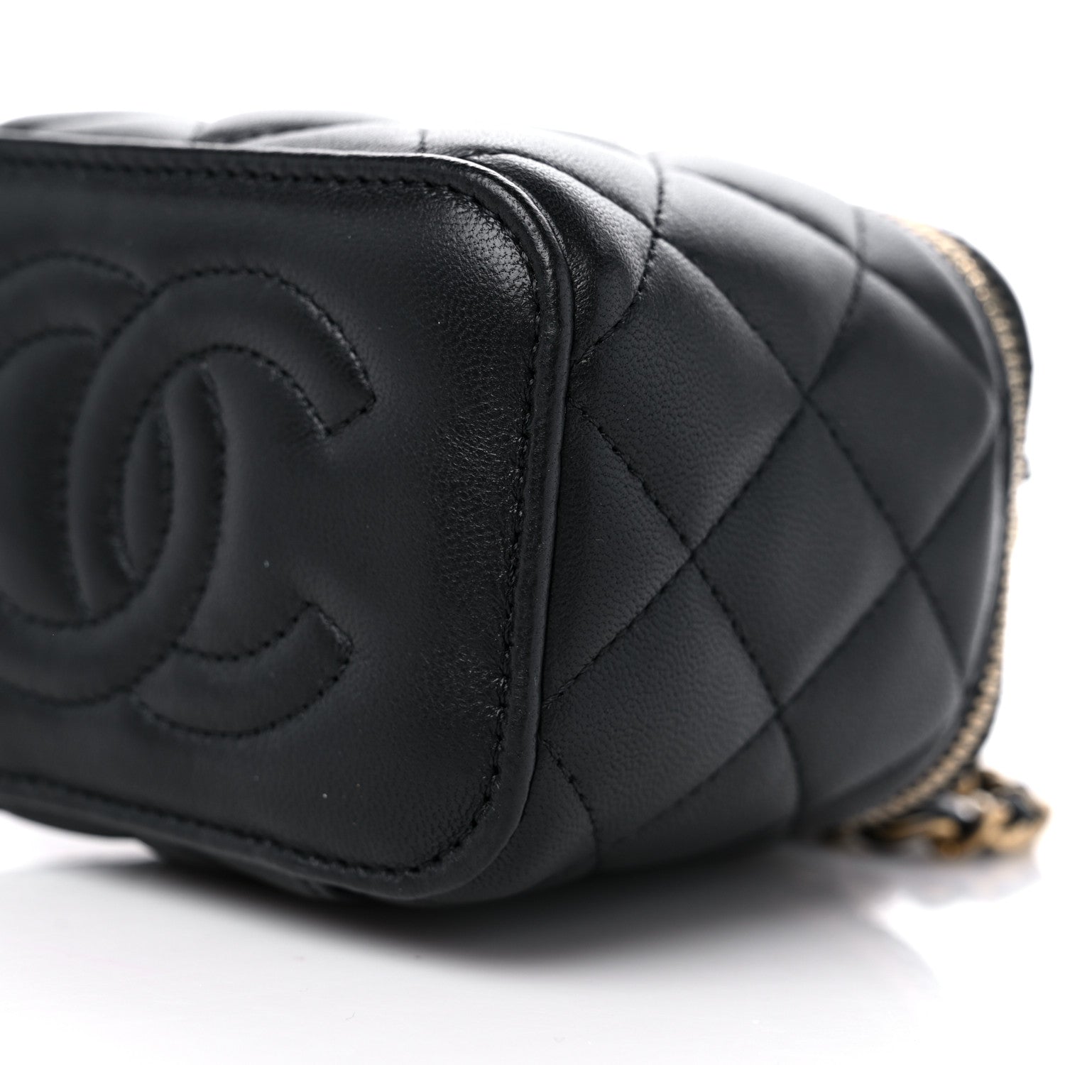 Chanel Lambskin Quilted Metal Mini Top Handle Vanity Case With Chain Black 9 of 11