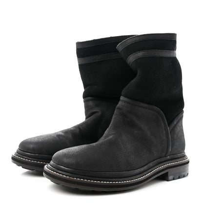 Chanel Goatskin Suede Shearling CC Short Boots 38 Black 3 of 18