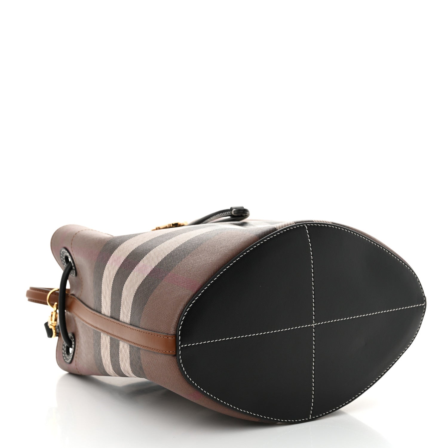 Burberry Giant Check Calfskin TB Bucket Bag Dark Birch 4 of 10