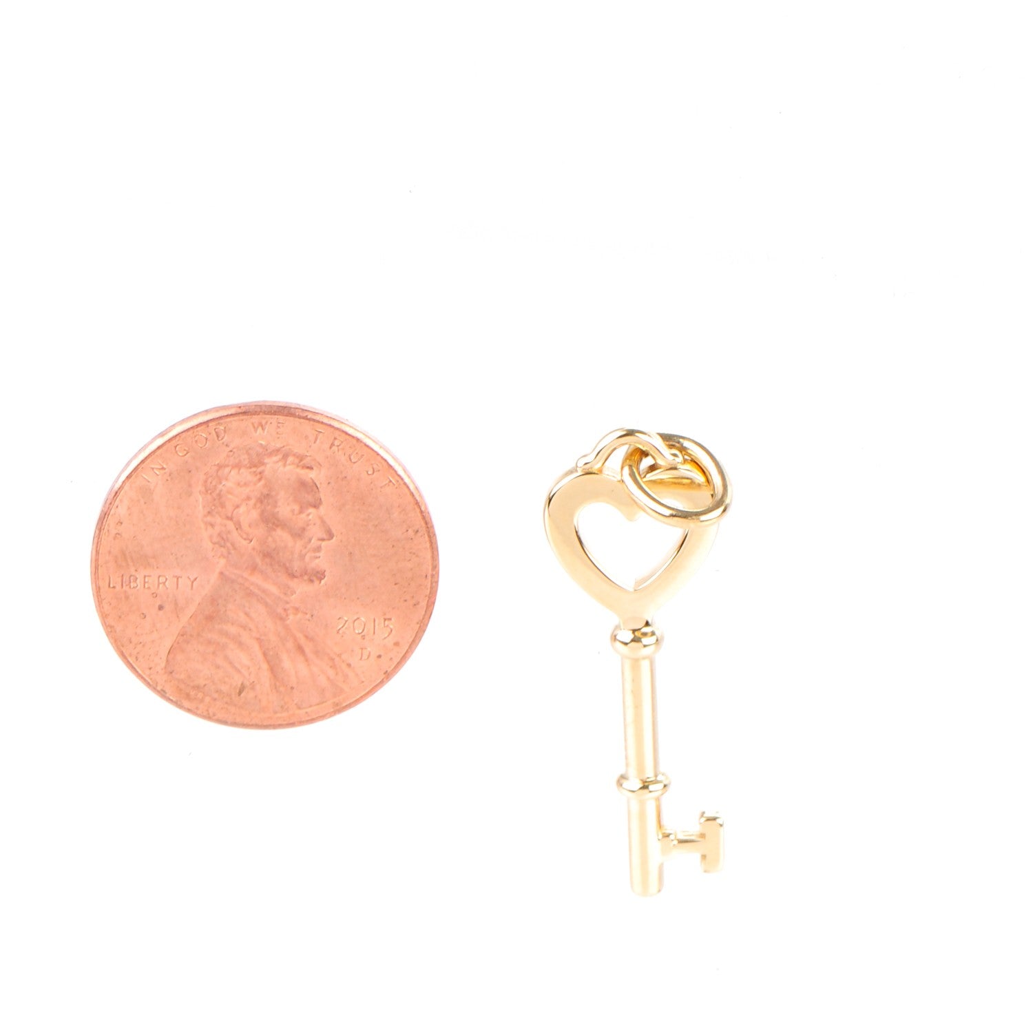 Tiffany 18K Yellow Gold Mini Heart Key Pendant 2 of 4