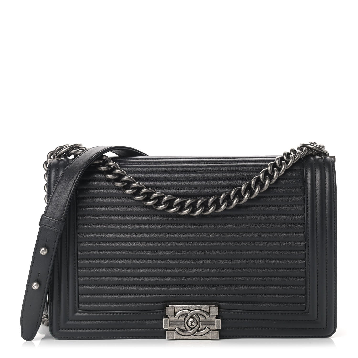 Chanel Calfskin Horizontal Quilted New Medium Boy Flap Black 1 of 15