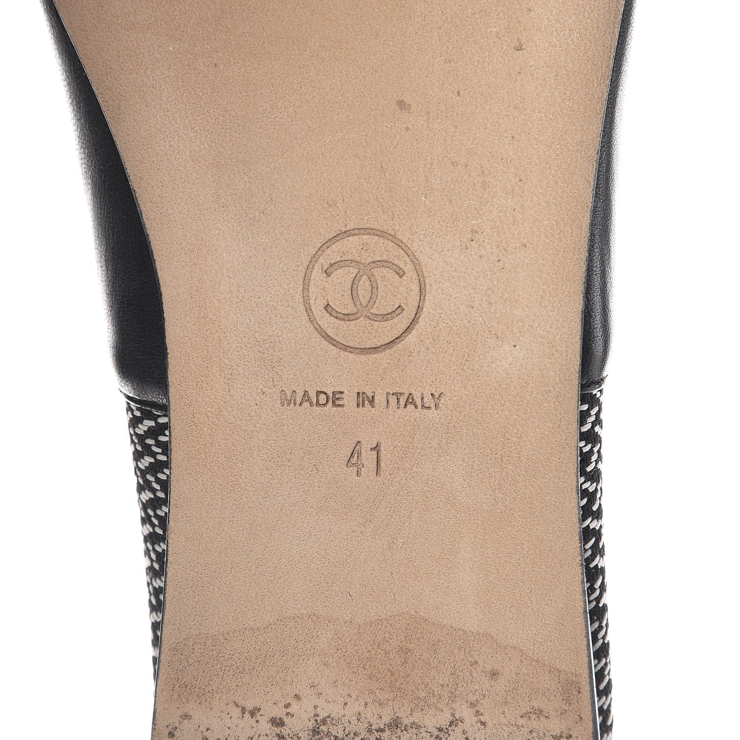Chanel Lambskin Fabric Camellia Moccasin Flats 41 Black White 8 of 10